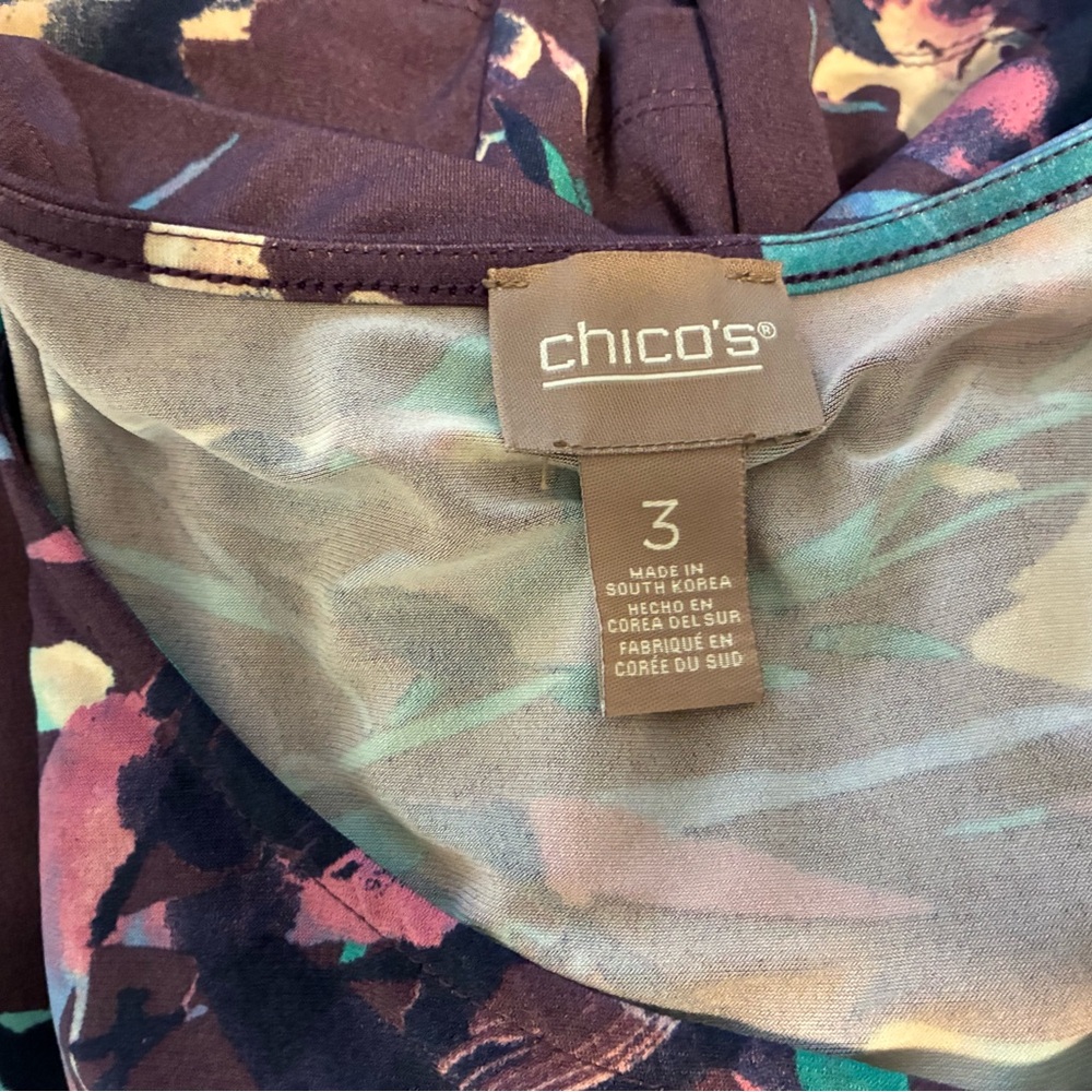 Chico's Dusty Purple Floral Dress XL (Chicos 3) - Picture 3 of 3